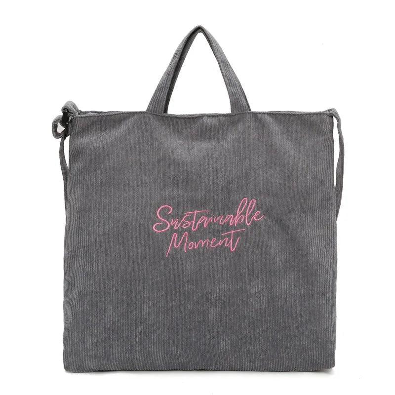 Women Corduroy Shoulder & Crossbody Bags Large Capacity Zipper Totes