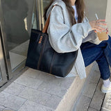 Retro Women's Tote Handbags Autumn Pu Leather Large Capacity Shoulder Bag