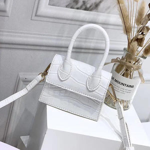 Crocodile pattern Mini Square Bag PU Leather Chain Shoulder Handbag
