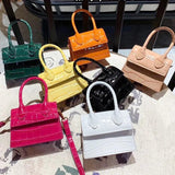 Crocodile pattern Mini Square Bag PU Leather Chain Shoulder Handbag