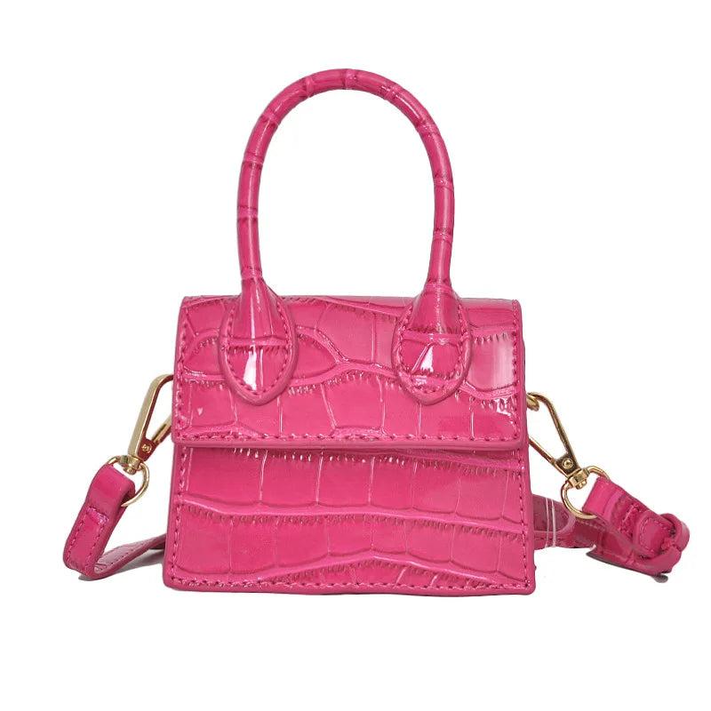 Crocodile pattern Mini Square Bag PU Leather Chain Shoulder Handbag