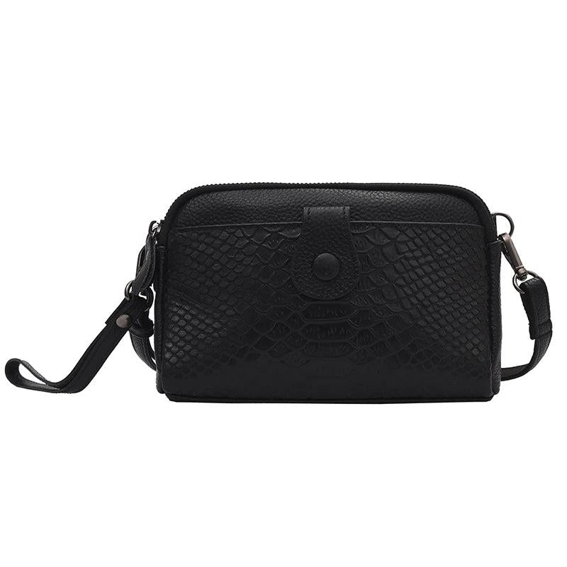 Crocodile Grain Leather Women's Shoulder Bag Messenger Bag