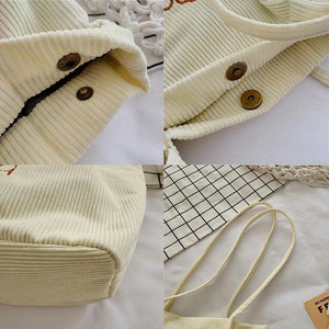 Buylor Corduroy Women's Tote Shoulder Bag Soft Eco Storage Handbag