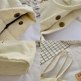 Buylor Corduroy Women's Tote Shoulder Bag Soft Eco Storage Handbag
