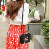 Square Bag Love Button PU Lady One Shoulder Crossbody Bag Solid Casual All-Match