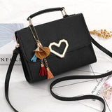Square Bag Love Button PU Lady One Shoulder Crossbody Bag Solid Casual All-Match