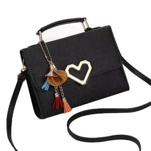 Square Bag Love Button PU Lady One Shoulder Crossbody Bag Solid Casual All-Match