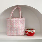 Plaid Shoulder Messenger Bag Vintage Ladies Purse Handbag Large Capacity Tote