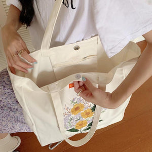 Vintage Embroidered Flowers Women Shoulder Bag Large Capacity