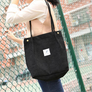 Corduroy Tote High-capacity Bags Solid Colors Preppy Style Handbags