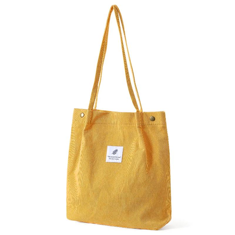Corduroy Tote High-capacity Bags Solid Colors Preppy Style Handbags