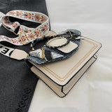 PU Leather Satchel Shoulder Tote Messenger Bag Wide Strap Square Crossbody Bags