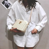 Rattan Straw Bucket Bag Women Summer Shoulder Beach Handbag