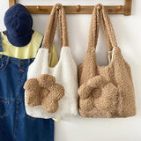Winter Plush Shoulder Bag for Women Lamb Wool Shopping Handbag