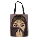 3D Islam Girl Printing Foldable Shopping Bags Shoulder Shopper Bag Ladies