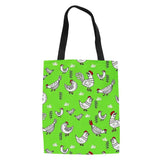 Cartoon Chicken Flowers Pattern Women Canvas Bags Reusable Travel Storage