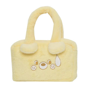 Embroidered Bear Plush Shoulder Bag Furry Purse Women's Handbag
