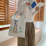 Retro Nylon Embroidery Eco Tote Bag Women's Handbags