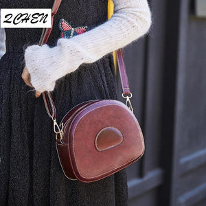 Women's Soft Leather Shoulder Bag Round Pig Ladies Handbag