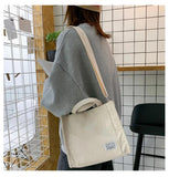 Corduroy Shoulder Bag Solid Buckle Messenger Small Square Bag