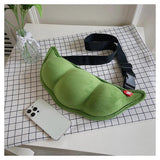 Green Funny Maodou One Shoulder Cross Body Waist Chest Bag