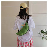 Green Funny Maodou One Shoulder Cross Body Waist Chest Bag