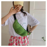 Green Funny Maodou One Shoulder Cross Body Waist Chest Bag