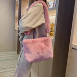 Plush Crossbody Bag Casual Faux Fur Large Shoulder Bags Ladies Purse