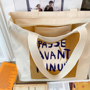 Women's Canvas Shopper Bag Cotton Shoulder Bag Reusable Handbag