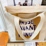 Women's Canvas Shopper Bag Cotton Shoulder Bag Reusable Handbag