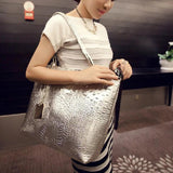 Crocodile Print Shoulder Bag Large Capacity Shopping Bag Ladies Bag
