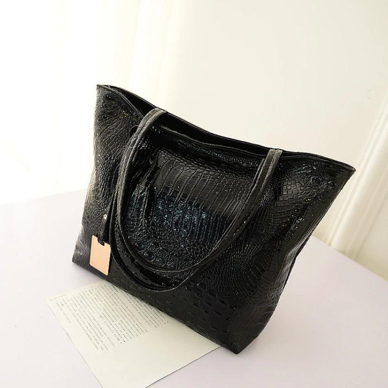 Crocodile Print Shoulder Bag Large Capacity Shopping Bag Ladies Bag