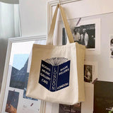 Classic Poetry Life College Style Shoulder Bag Retro Zipper Canvas Shopping Bag