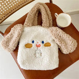 Women's Lamb Wool Fabric Shoulder Bag Canvas Handbag Tote