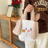 Women's Lamb Wool Fabric Shoulder Bag Canvas Handbag Tote