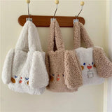 Women's Lamb Wool Fabric Shoulder Bag Canvas Handbag Tote