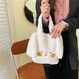 Women's Lamb Wool Fabric Shoulder Bag Canvas Handbag Tote