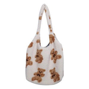 Winter Women's Cartoon Handbags Faux Lamb Swool Plush Shoulder Bag