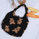 Winter Women's Cartoon Handbags Faux Lamb Swool Plush Shoulder Bag
