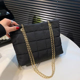Women's Winter Shoulder Bag Soft Cotton Chain Strap Crossbody Tote