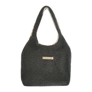 Winter Women's Plush Shoulder Bag Large Capacity Faux Lamb Wool Tote Handbags