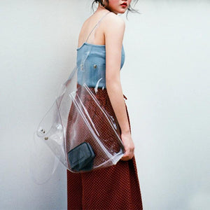 Clear PVC Shoulder Bag for Women Large Tote Crystal Handbag