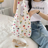 Mesh Embroidered Flower Women HandBag Large Capacity Shoulder Bag