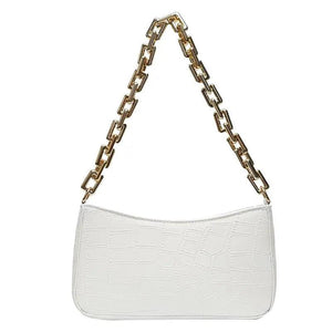 Stone Pattern PU Leather Armpit Bag Women Chain Shoulder Handbag