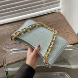Stone Pattern PU Leather Armpit Bag Women Chain Shoulder Handbag