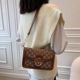 M Letter Print Shoulder Handbag Lock Small Square Bag Women's Bags