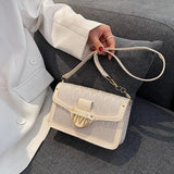 M Letter Print Shoulder Handbag Lock Small Square Bag Women's Bags