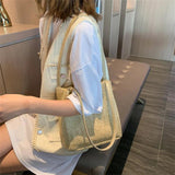 Straw Plaited Shoulder Bag High Capacity Handbag Woman?s Bucket Bag F1241