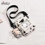 Funny Hit Cow Polka Dot Girl Student Canvas Small Bag Japanese Messenger Bag