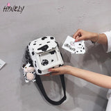 Funny Hit Cow Polka Dot Girl Student Canvas Small Bag Japanese Messenger Bag